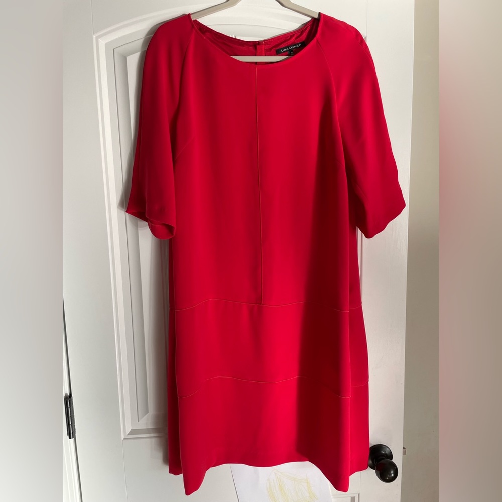Luisa Cerano red cocktail dress, EUC